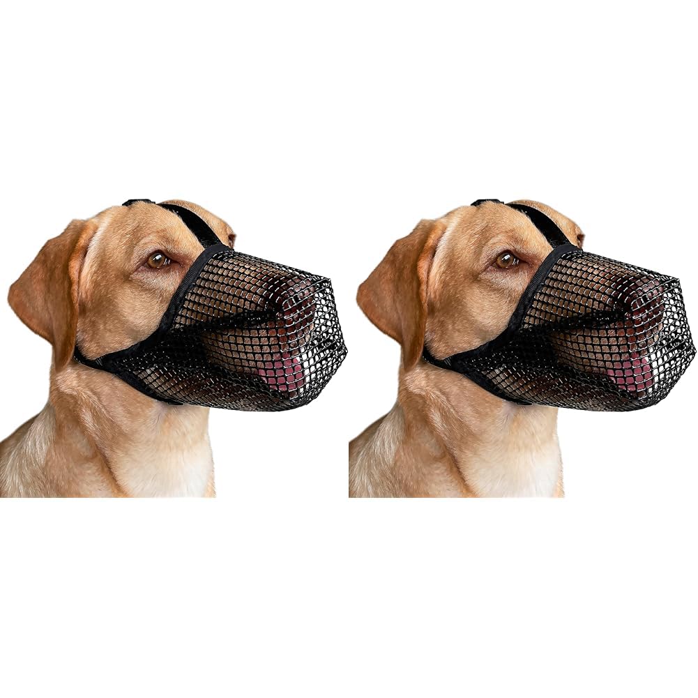 Mayerzon Dog Muzzle, Patented Mesh Muzzles for Small Medium Large Dogs, Soft Covered Mouth Guard with Adjustable Straps, Prevent Biting Chewing and Licking