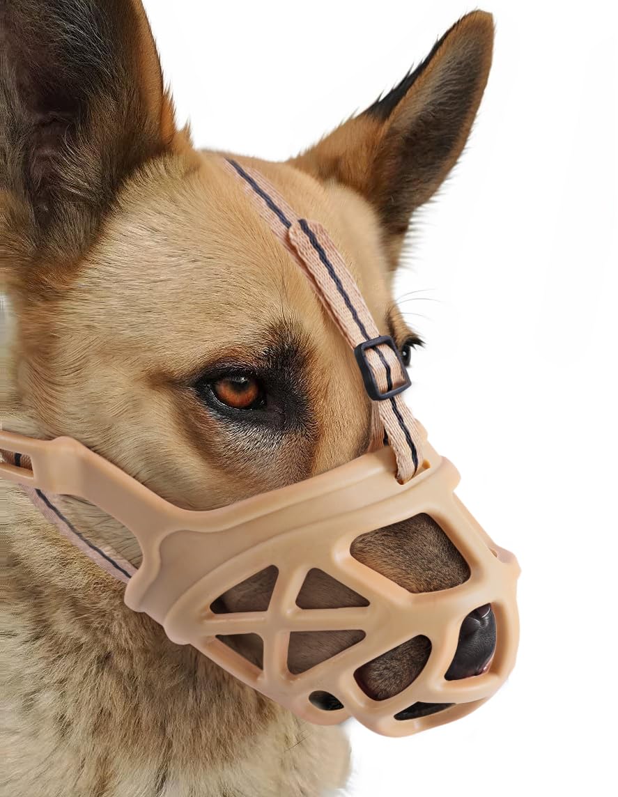 Mayerzon Dog Muzzle, Breathable Basket Muzzles for Small, Medium, Large and X-Large Aggressive Dogs Beagle German Shepherd Doberman, Cage Mouth Guard Stop Biting Chewing for Grooming Training