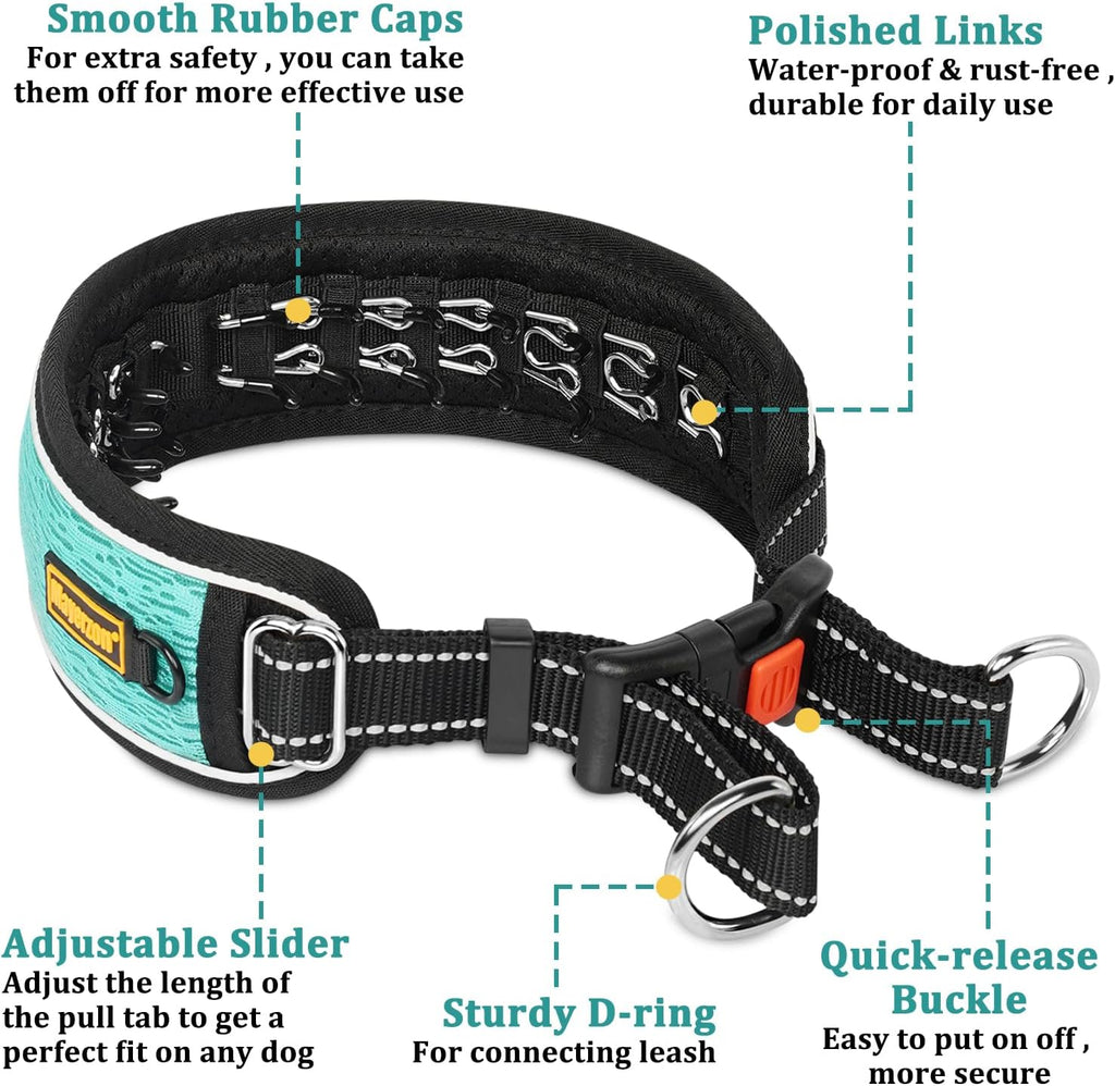 Mayerzon Martingale No Pull Collar for Large Medium Dogs Pitbull German Shepherd Rottweilers, Patented Reflective Anti Pull Dog Walking Collar with Buckle for Training Hiking, Adjustable(L, Cyan)