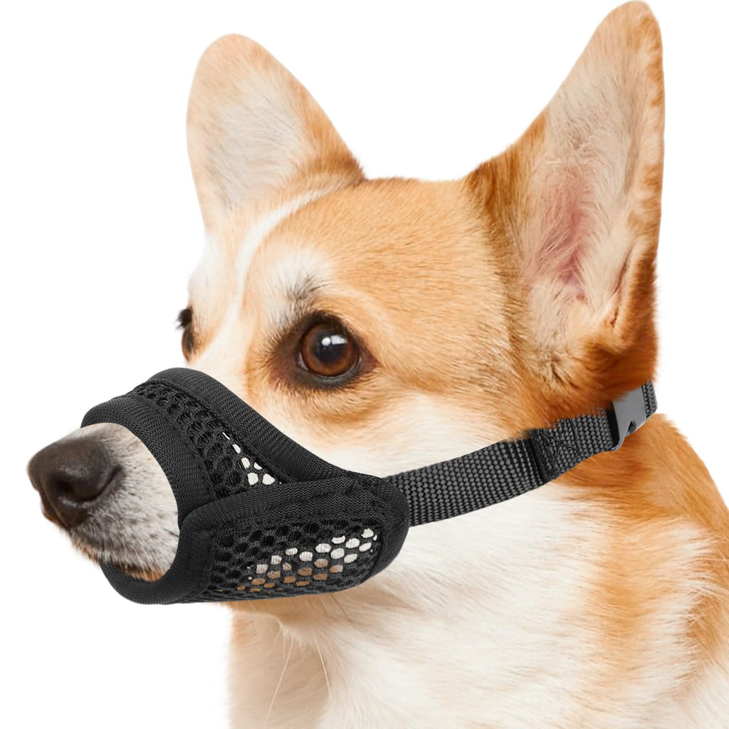 Mayerzon Mesh Muzzle for Short Snout and Small Medium Dogs Anti-Biting