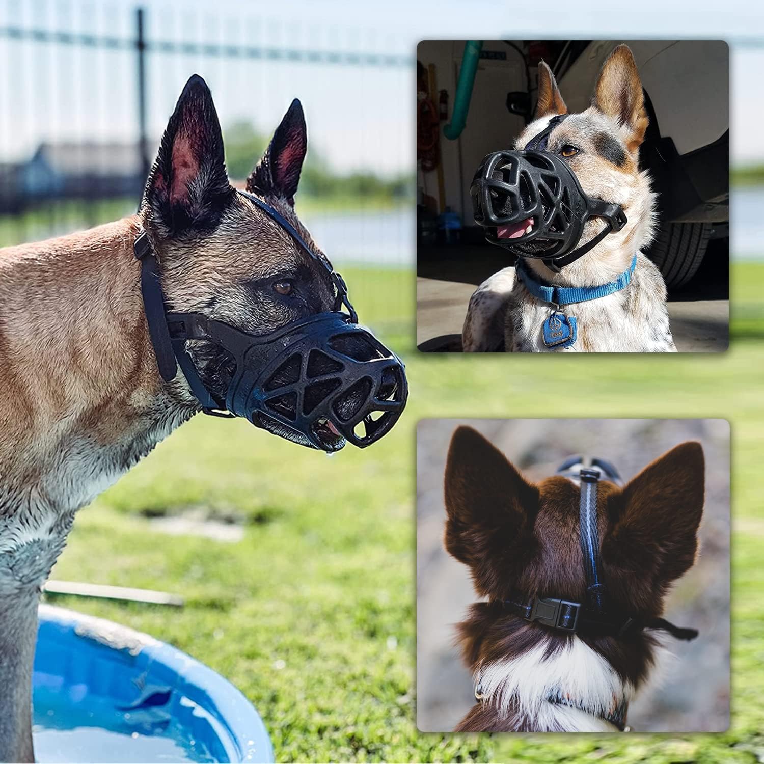 Mayerzon Dog Muzzle, Breathable Basket Muzzles for Small, Medium, Large and X-Large Aggressive Dogs Beagle German Shepherd Doberman, Cage Mouth Guard Stop Biting Chewing for Grooming Training