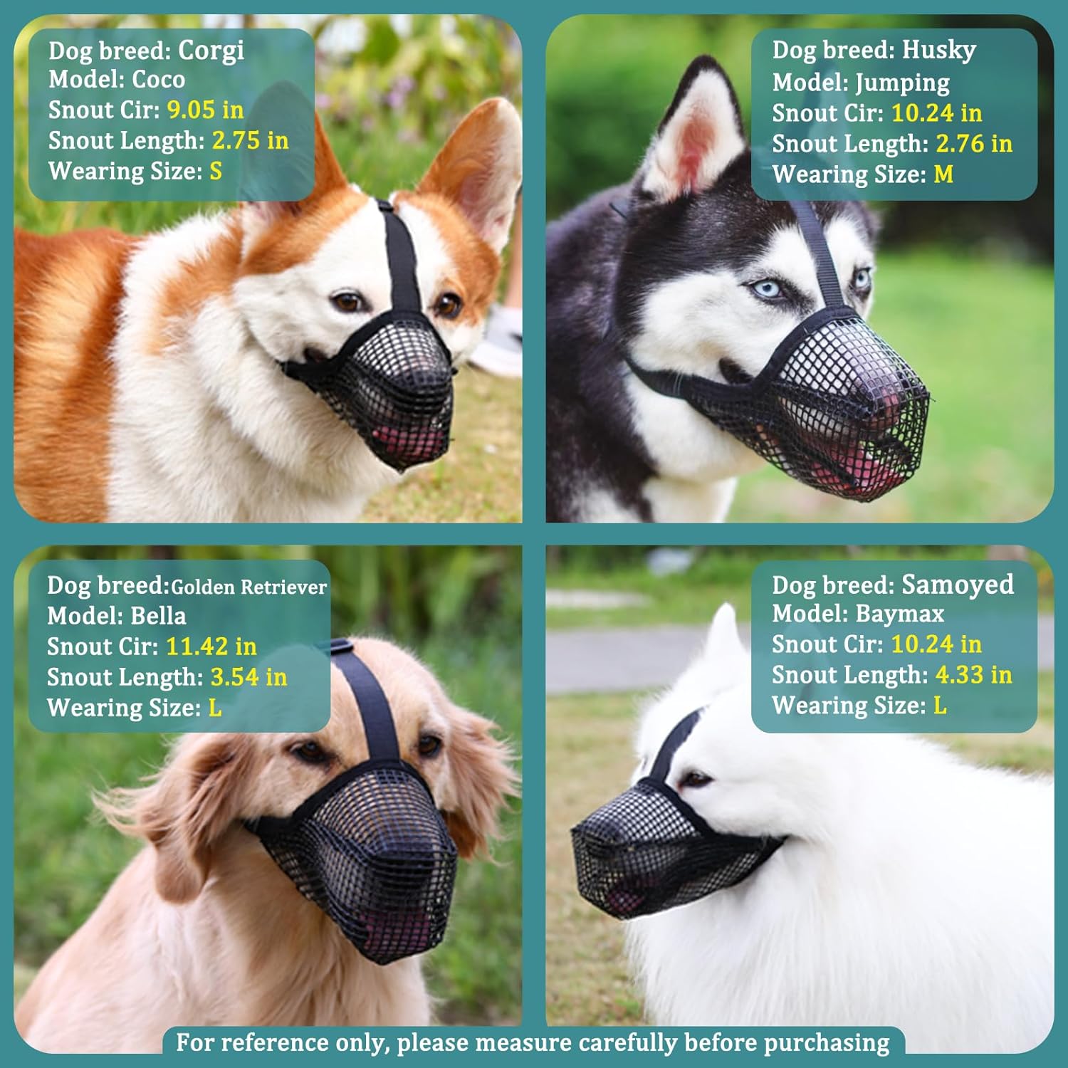 Mayerzon Dog Muzzle, Patented Mesh Muzzles for Small Medium Large Dogs, Soft Covered Mouth Guard with Adjustable Straps, Prevent Biting Chewing and Licking