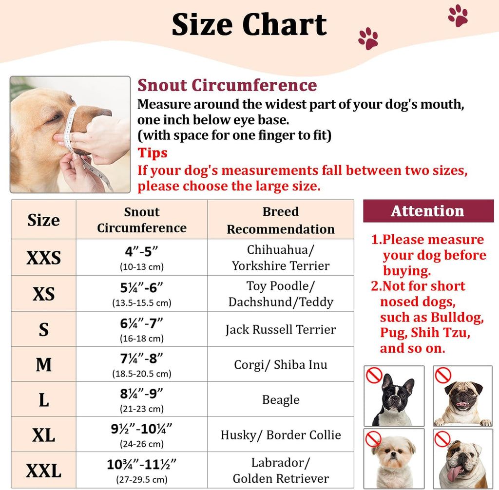 Mayerzon Dog Muzzle, Soft Mesh Muzzles for Small Medium Large Dogs Chihuahua Poodle Husky Labrador Retriever, Breathable Dog Mouth Guard for Biting Chewing Grooming, Allow Panting Drinking