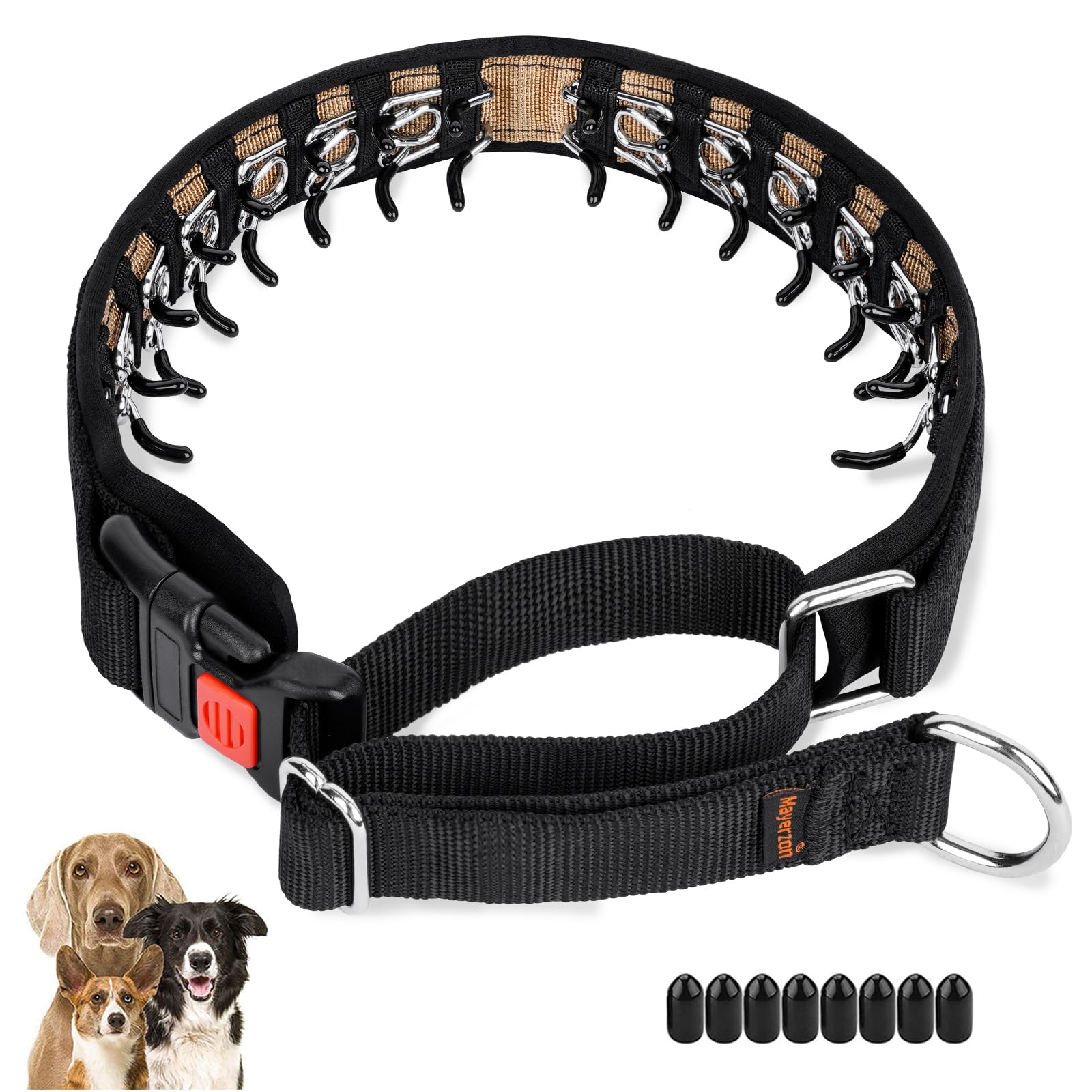 Mayerzon Martingale Collar for Small Medium Large Dogs, Patented Anti Pull Dog Collar with Reflective Strip and Buckle for Walking Training, Safe for Night Walk(M, Black)