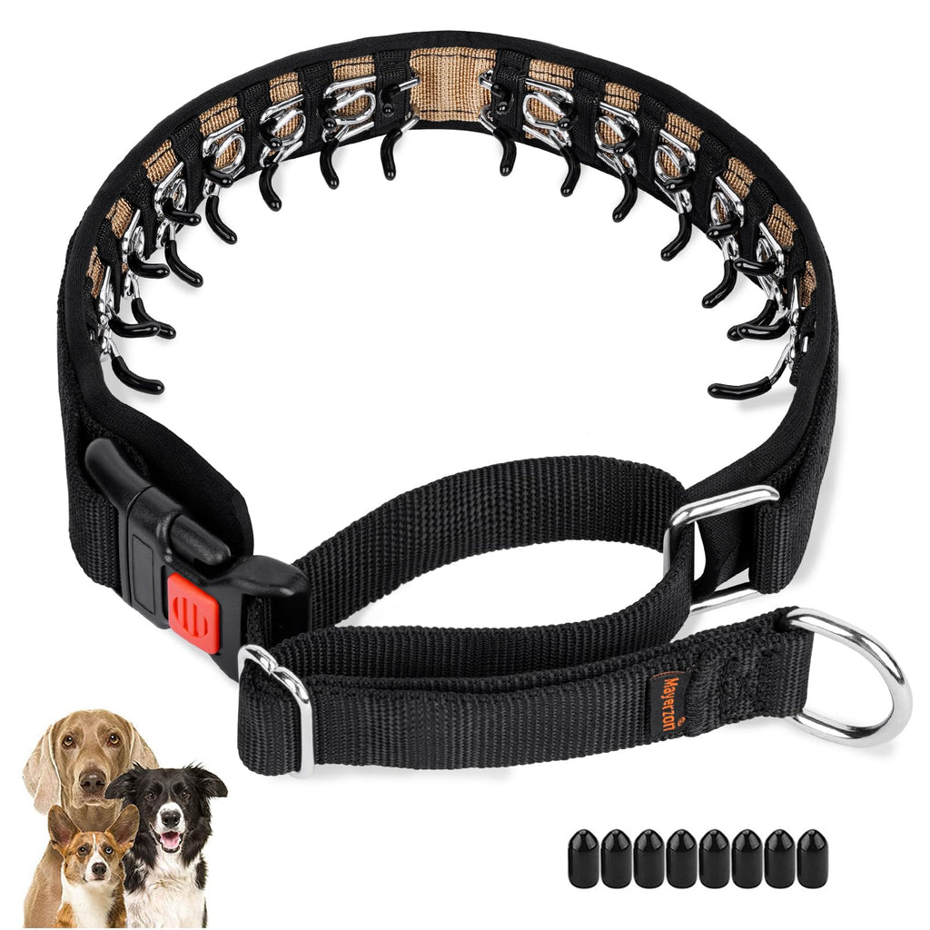 Mayerzon Martingale Collar for Small Medium Large Dogs, Patented Anti Pull Dog Collar with Reflective Strip and Buckle for Walking Training, Safe for Night Walk(M, Black)