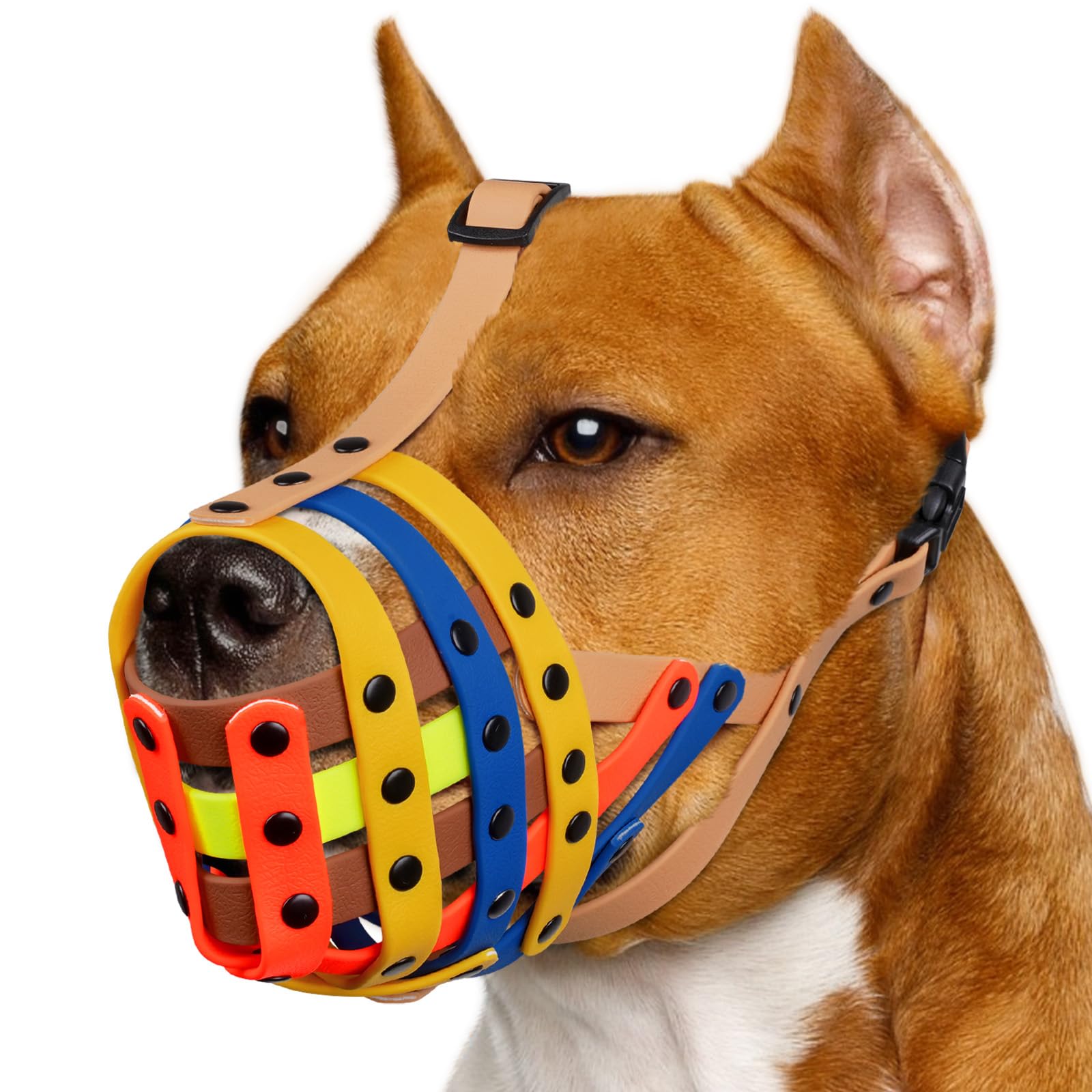 Mayerzon Pitbull Muzzle for Large Medium Sized Dogs to Prevent Biting Scavenging, Basket Muzzle for Rottweiler Staffordshire Terrier in Grooming Training, Allow to Pant Drink, Lightweight and Sturdy