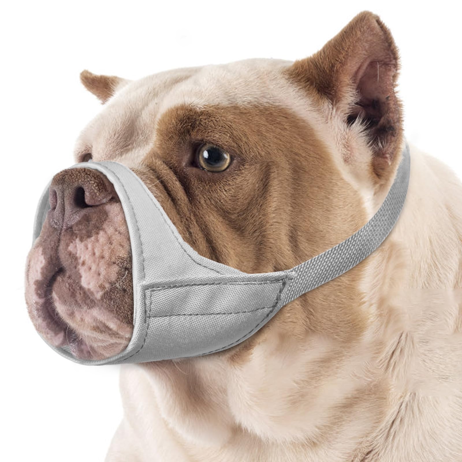 Mayerzon Short Snout Dog Muzzle, Small Muzzle for Chihuahua Shih Tzu American Bully Boxer Puppy, Soft Fabric Mouth Cover for Grooming Vet Visits, Prevent Biting Chewing Fighting