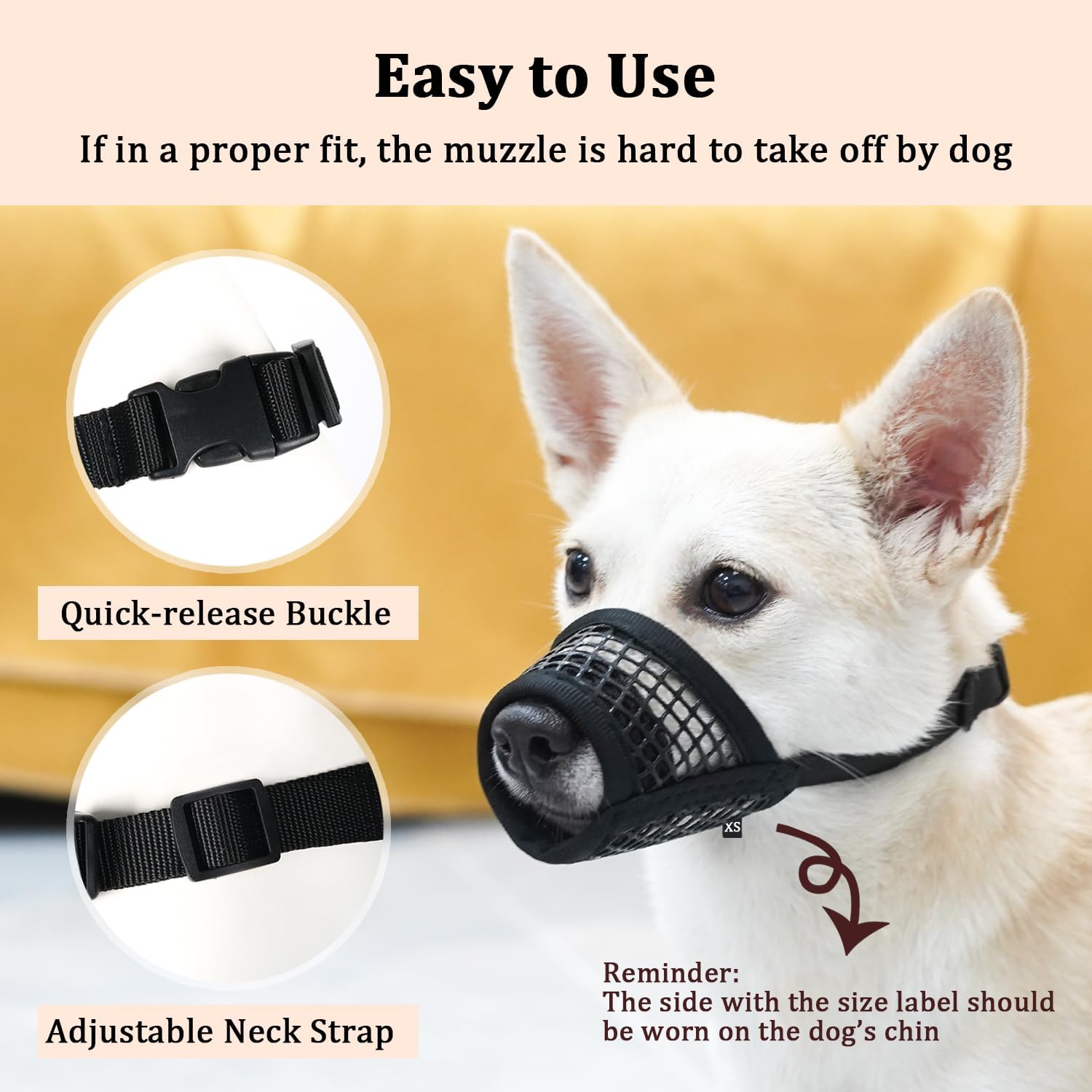 Mayerzon Dog Muzzle, Soft Mesh Muzzles for Small Medium Large Dogs Chihuahua Poodle Husky Labrador Retriever, Breathable Dog Mouth Guard for Biting Chewing Grooming, Allow Panting Drinking