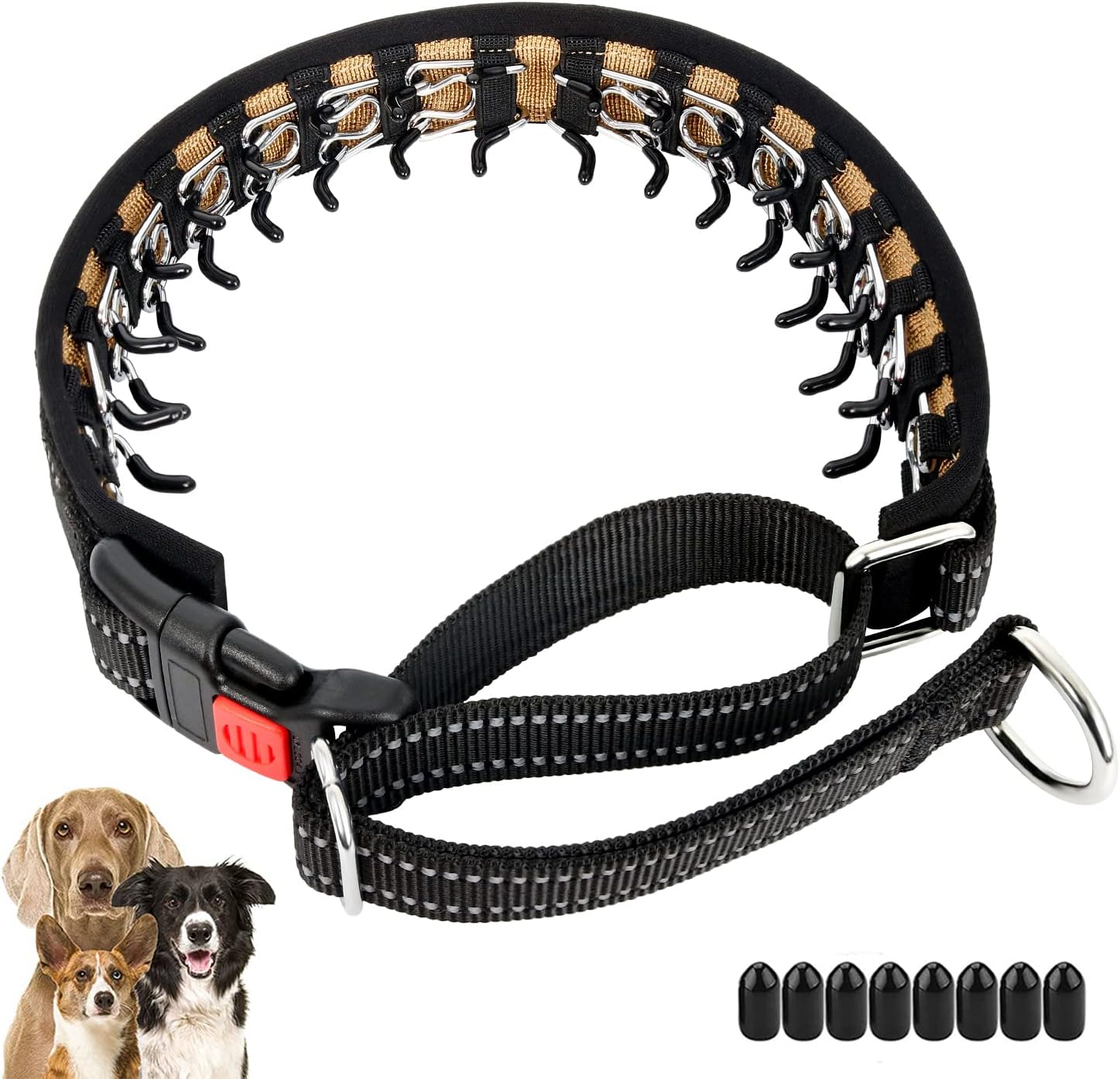 Mayerzon Martingale Collar for Small Medium Large Dogs, Patented Anti Pull Dog Collar with Reflective Strip and Buckle for Walking Training, Safe for Night Walk(M, Black)