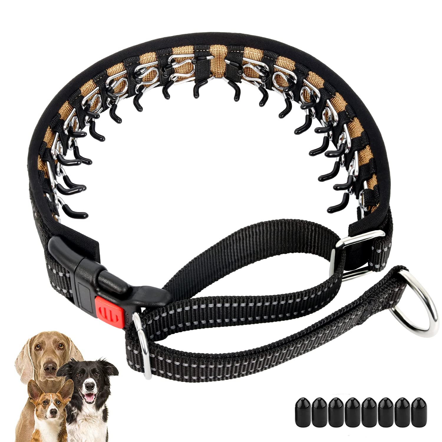 Mayerzon Martingale Collar for Small Medium Large Dogs, Patented Anti Pull Dog Collar with Reflective Strip and Buckle for Walking Training, Safe for Night Walk(M, Black)
