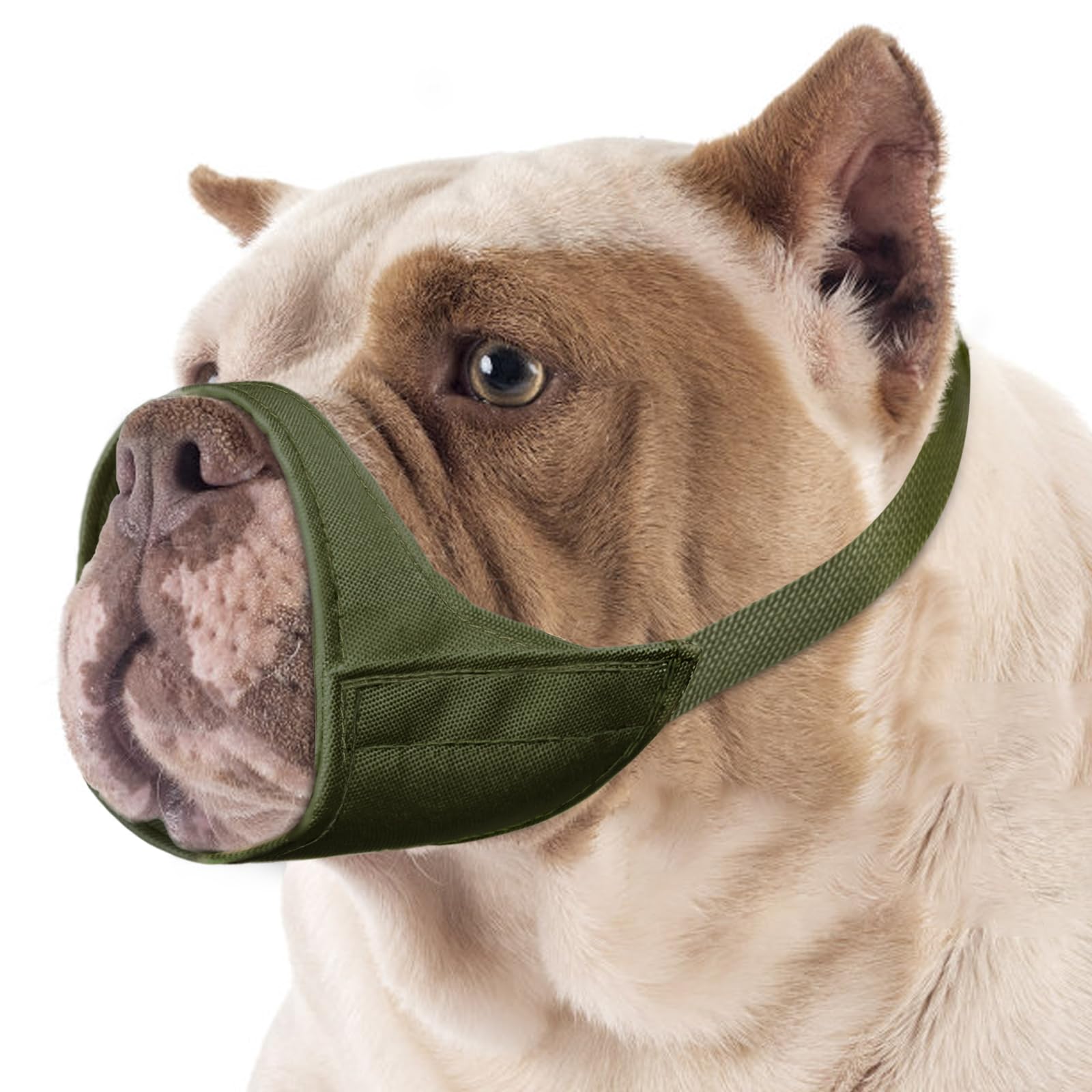 Mayerzon Short Snout Dog Muzzle, Small Muzzle for Chihuahua Shih Tzu American Bully Boxer Puppy, Soft Fabric Mouth Cover for Grooming Vet Visits, Prevent Biting Chewing Fighting