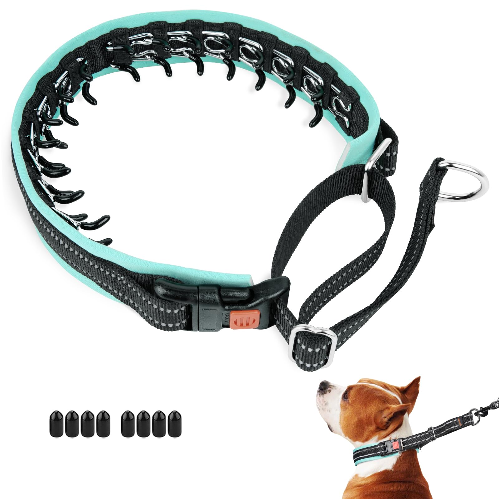 Mayerzon Martingale Collar for Small Medium Large Dogs, Patented Anti Pull Dog Collar with Reflective Strip and Buckle for Walking Training, Safe for Night Walk(M, Black)