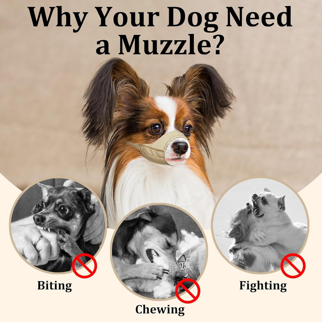 Mayerzon Short Snout Dog Muzzle, Small Muzzle for Chihuahua Shih Tzu American Bully Boxer Puppy, Soft Fabric Mouth Cover for Grooming Vet Visits, Prevent Biting Chewing Fighting
