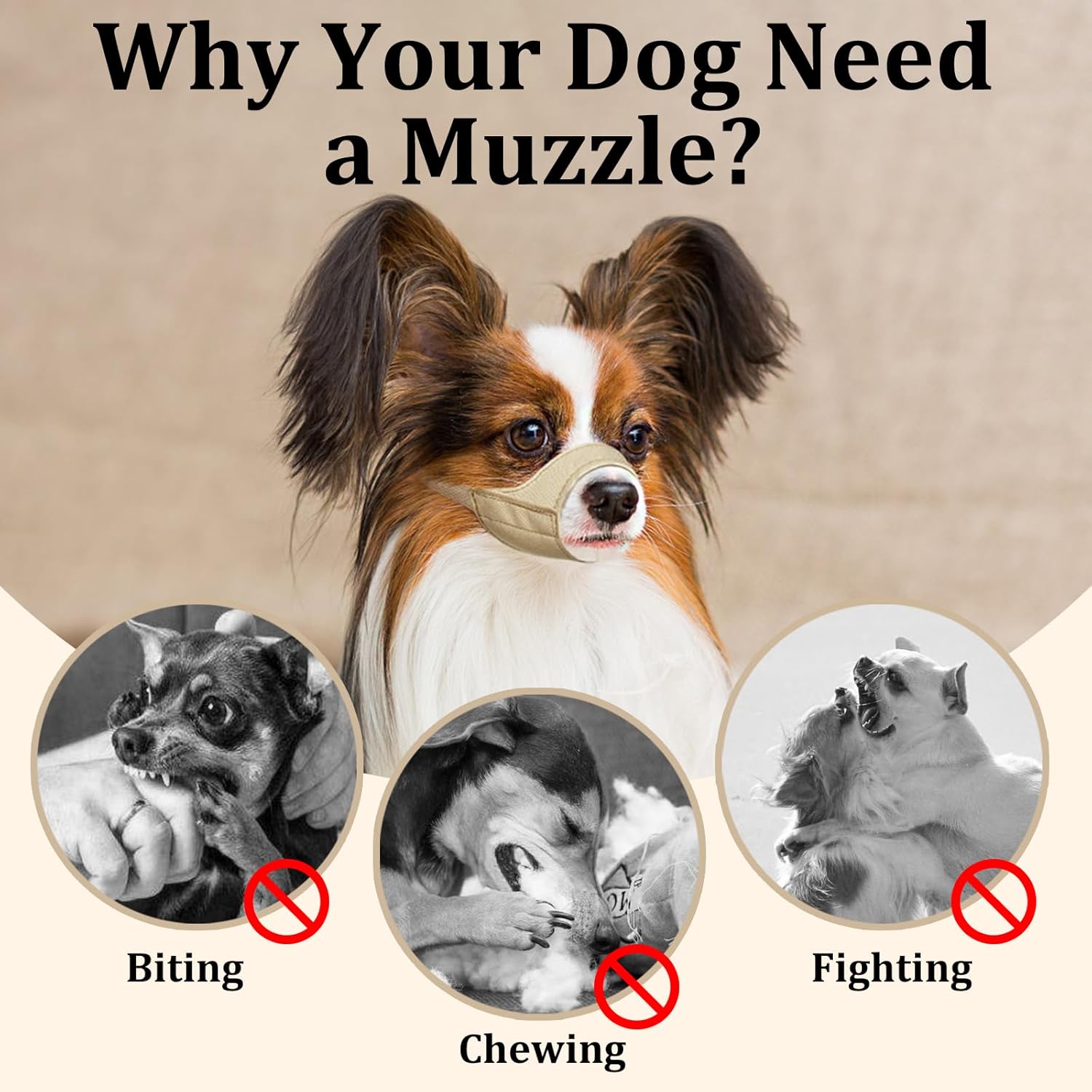 Mayerzon Short Snout Dog Muzzle, Small Muzzle for Chihuahua Shih Tzu American Bully Boxer Puppy, Soft Fabric Mouth Cover for Grooming Vet Visits, Prevent Biting Chewing Fighting