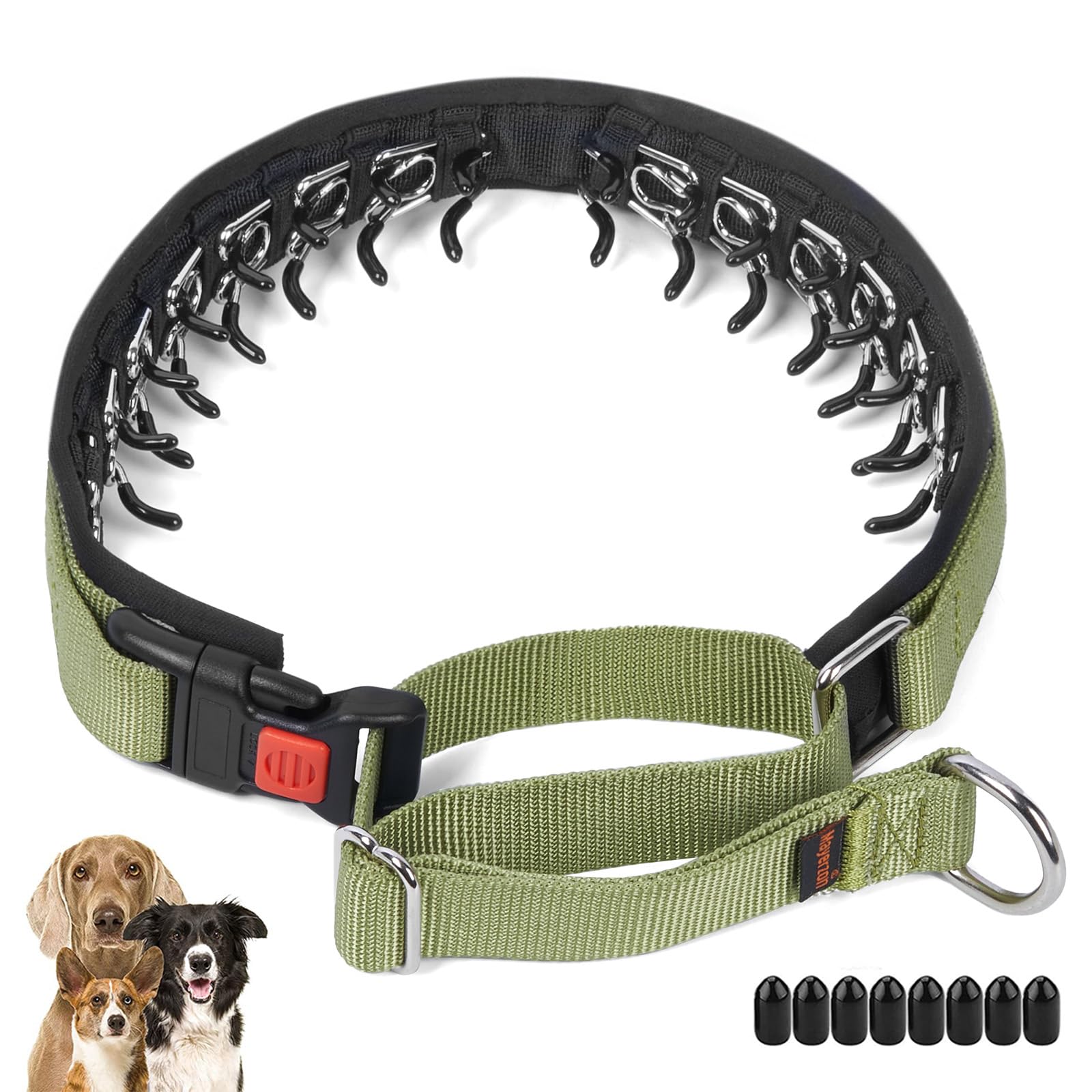 Mayerzon Martingale Collar for Small Medium Large Dogs, Patented Anti Pull Dog Collar with Reflective Strip and Buckle for Walking Training, Safe for Night Walk(M, Black)