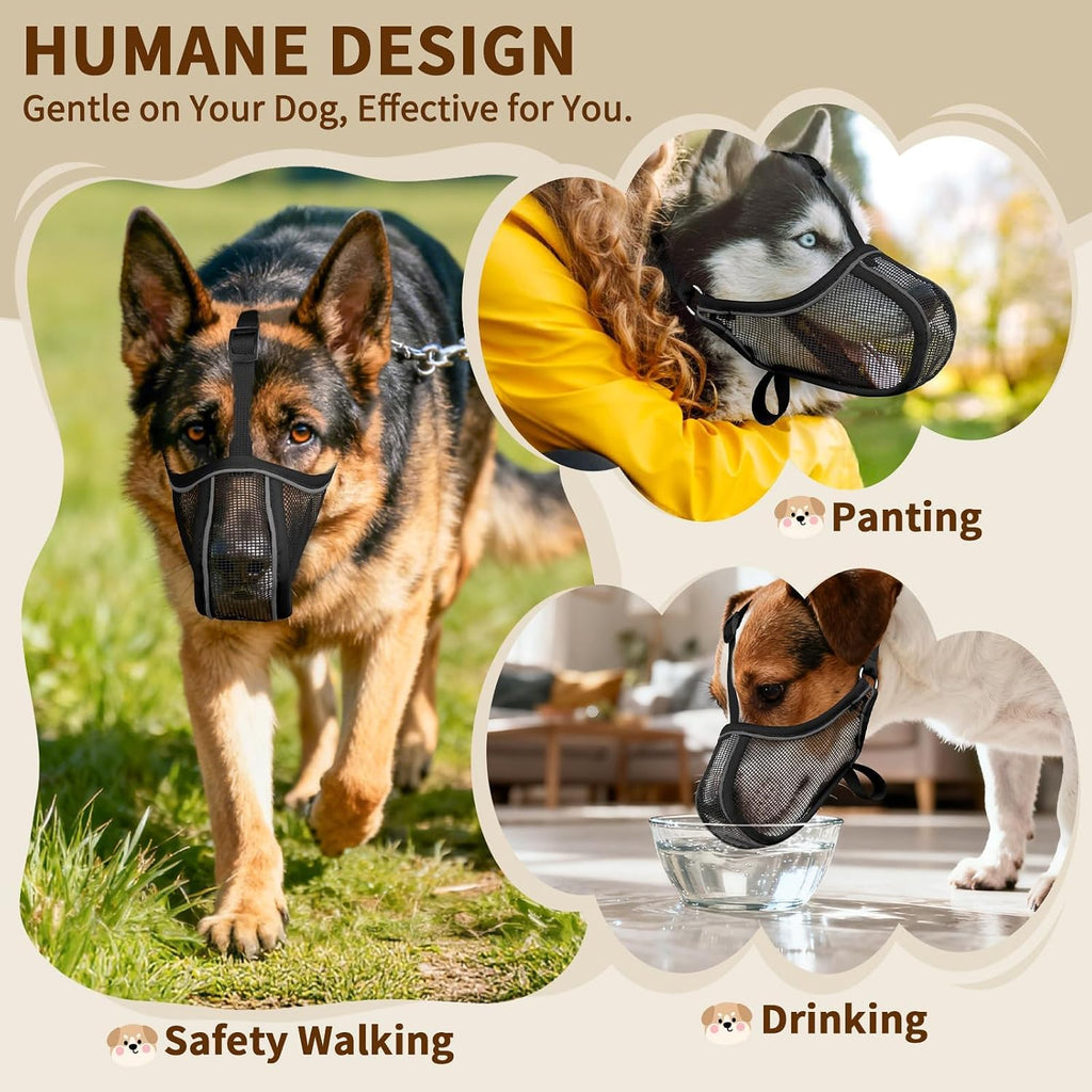 Mayerzon Dog Muzzle Mesh to Prevent Scavenging Biting Chewing | Black, XS
