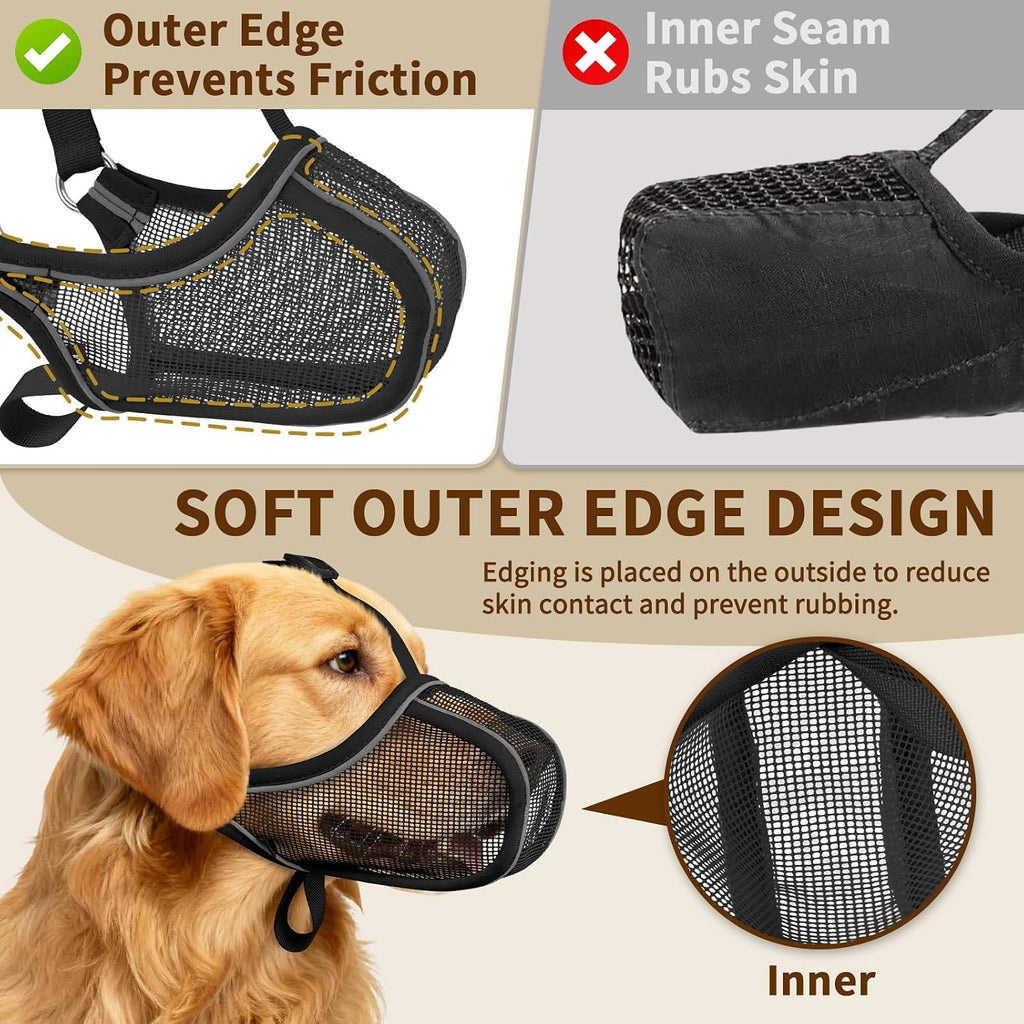 Mayerzon Dog Muzzle Mesh to Prevent Scavenging Biting Chewing | Black, XS