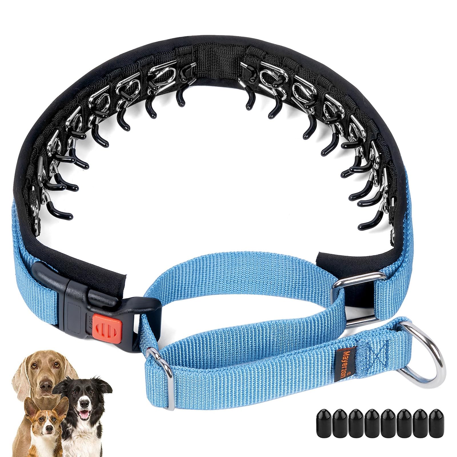 Mayerzon Martingale Collar for Small Medium Large Dogs, Patented Anti Pull Dog Collar with Reflective Strip and Buckle for Walking Training, Safe for Night Walk(M, Black)
