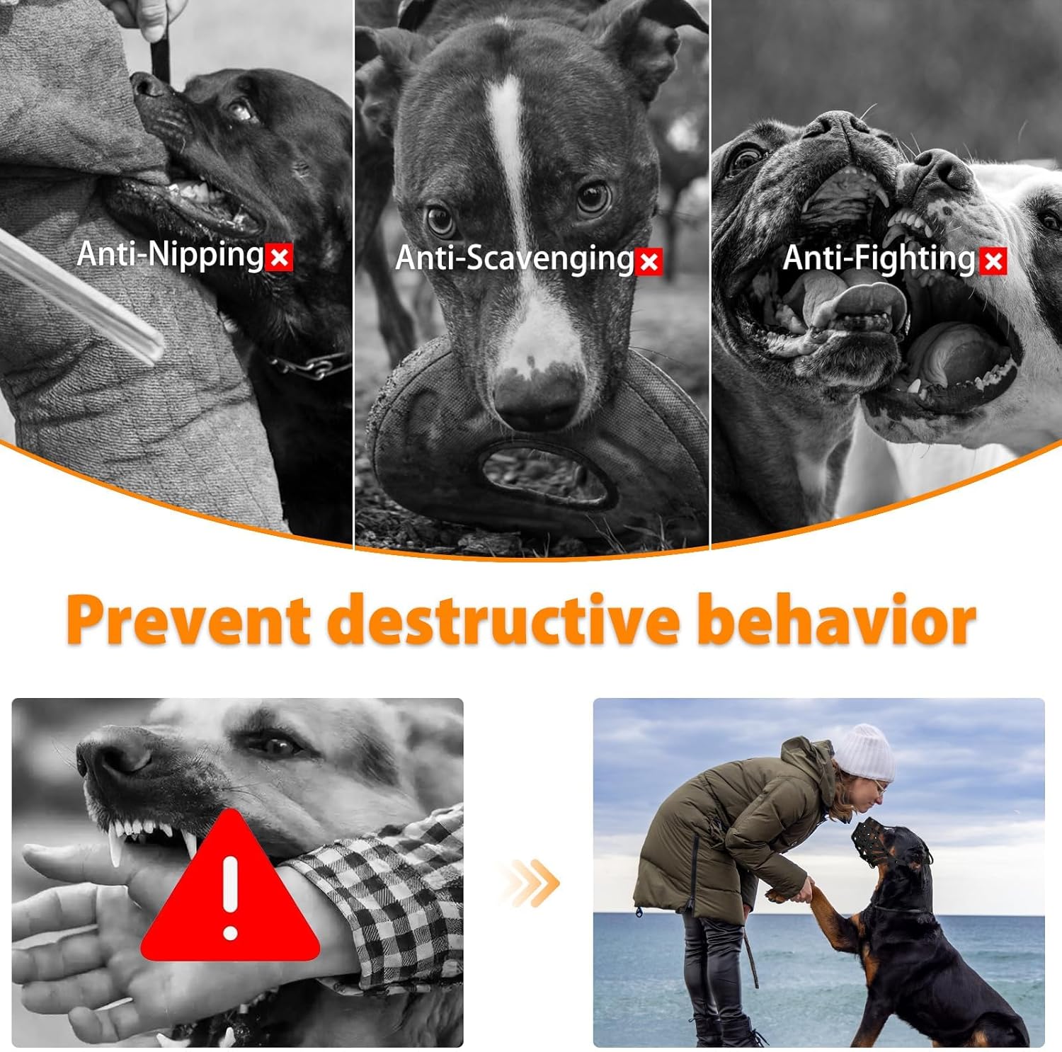 Mayerzon Pitbull Muzzle for Large Medium Sized Dogs to Prevent Biting Scavenging, Basket Muzzle for Rottweiler Staffordshire Terrier in Grooming Training, Allow to Pant Drink, Lightweight and Sturdy