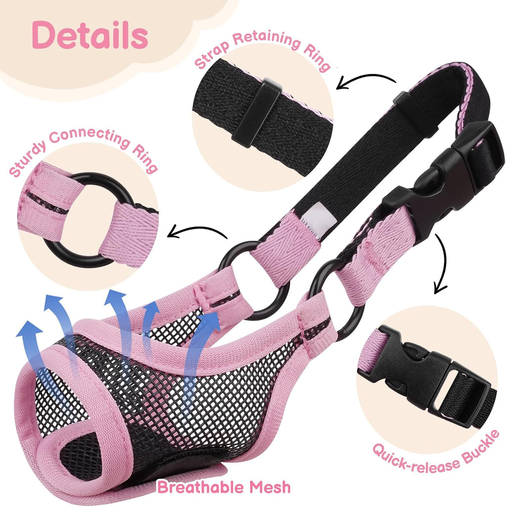 Mayerzon Mesh Dog Muzzle, Adjustable Muzzle for Small Short Snouted Dogs