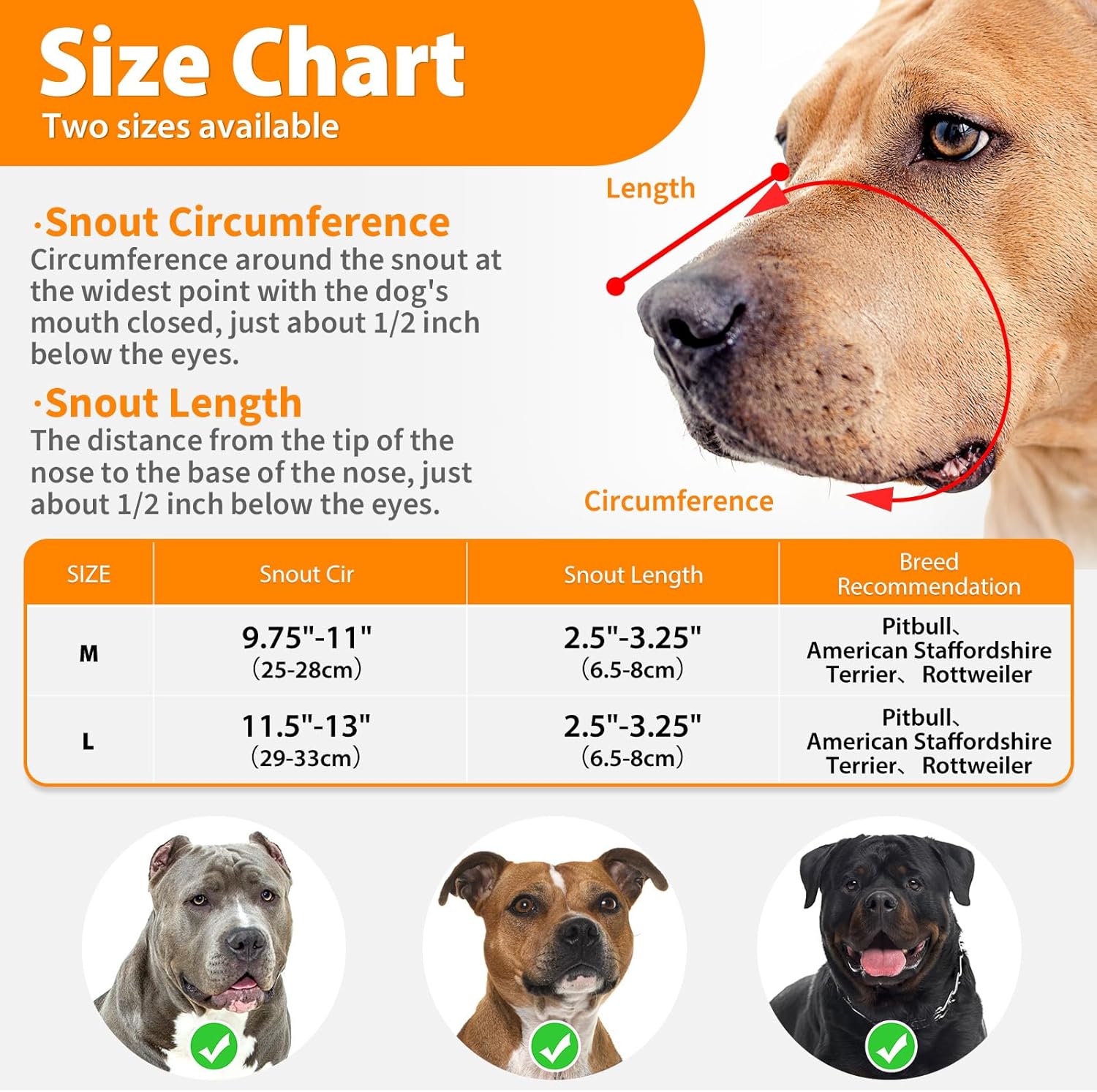 Mayerzon Pitbull Muzzle for Large Medium Sized Dogs to Prevent Biting Scavenging, Basket Muzzle for Rottweiler Staffordshire Terrier in Grooming Training, Allow to Pant Drink, Lightweight and Sturdy