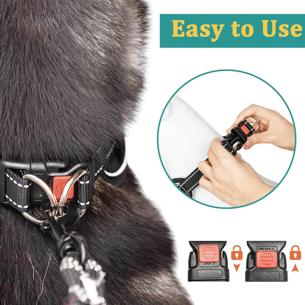 Mayerzon Martingale No Pull Collar for Large Medium Dogs Pitbull German Shepherd Rottweilers, Patented Reflective Anti Pull Dog Walking Collar with Buckle for Training Hiking, Adjustable(L, Cyan)